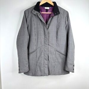 IBEX Mad River Mini Houndstooth Check Wool Coat Womens S Preppy Winter Classic